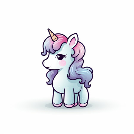 Cute cartoon unicorn. Vector illustration. Isolated on white background.の素材