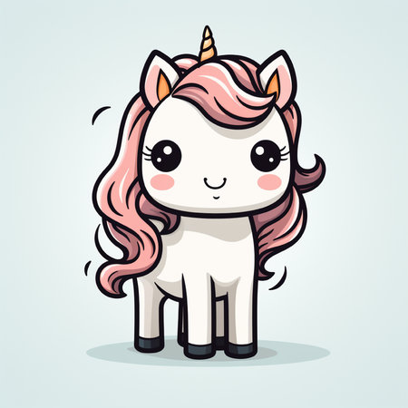 Cute unicorn cartoon. Vector illustration. Cute cartoon style.の素材