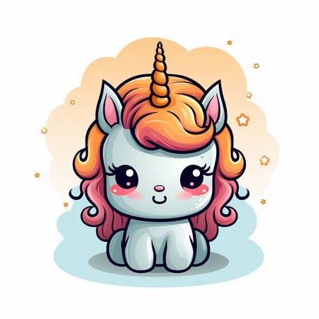 Cute little unicorn. Vector illustration. Isolated on white background.の素材