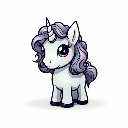 Cute cartoon unicorn isolated on a white background. Vector illustration.の素材