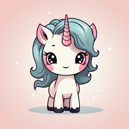 Cute cartoon unicorn vector illustration. Cute little unicorn character.の素材
