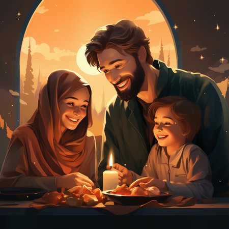 Merry Christmas and Happy New Year greeting card with holy family.の素材