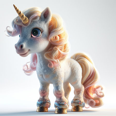 Unicorn isolated on white background. 3D illustration. Fantasyの素材