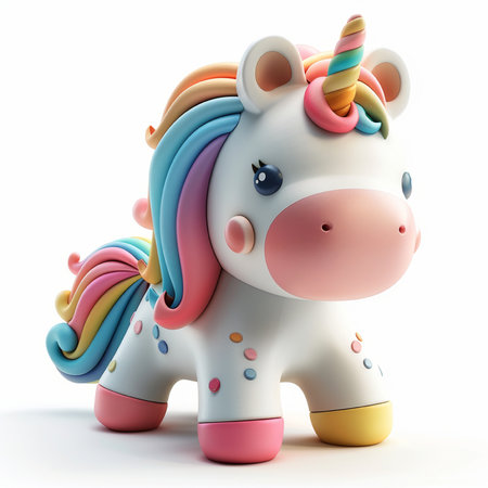 Unicorn toy isolated on white background. 3D illustration.の素材