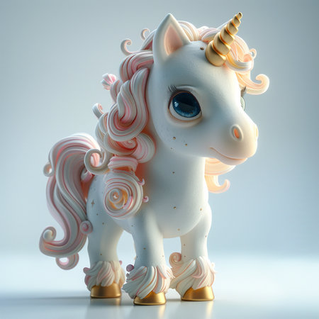 Unicorn toy isolated on white background. 3d rendering.の素材