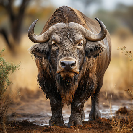 Bull buffalo in the Okavango Delta - Moremi National Park in Botswanaの素材