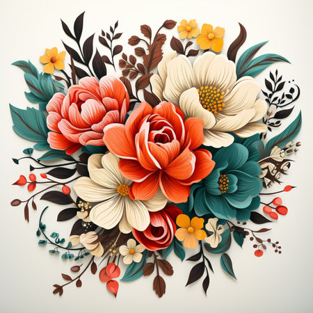 Vintage floral background with flowers and leaves. Vector illustration EPS10の素材