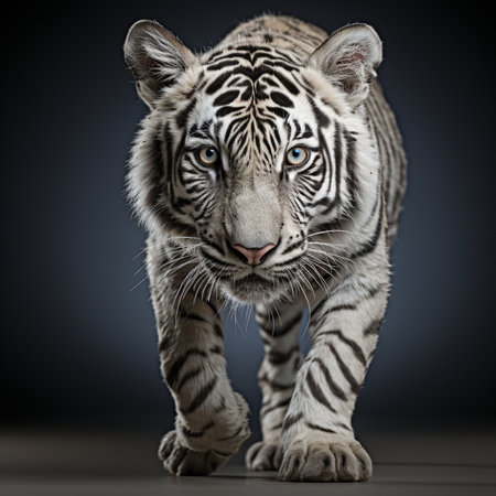 Portrait of a white tiger on a gray background. 3d renderingの素材