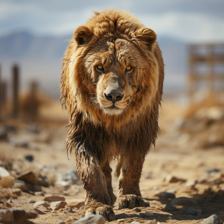 Lion in Namib desert, Namibia. Wildlife scene from Africa.の素材