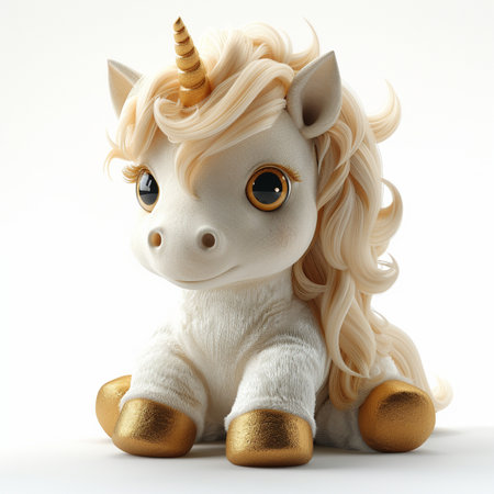 Cute unicorn isolated on a white background. 3d rendering.の素材