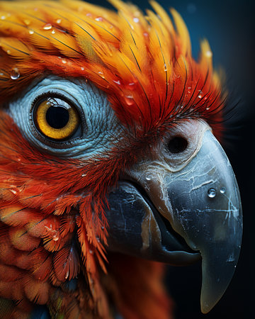 Portrait of a beautiful red macaw parrot close-upの素材