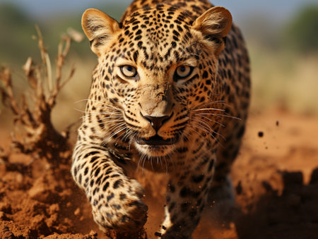 Leopard in Kruger National Park, South Africa; Specie Panthera pardus family of Felidaeの素材