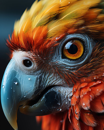 Portrait of a beautiful scarlet macaw parrot close-upの素材