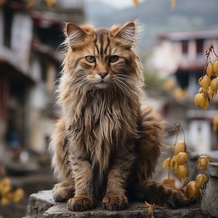 Siberian cat in Kathmandu, Nepal. Selective focus.の素材