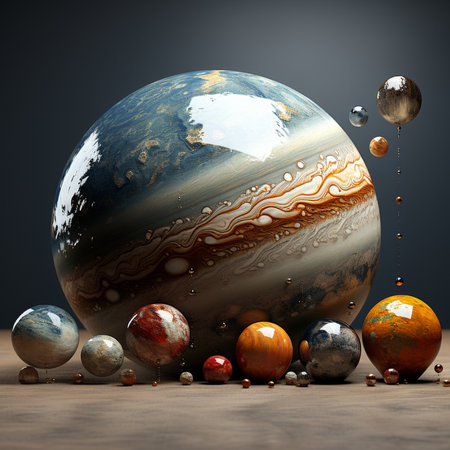 3D render of planets in space. Elements of this image furnished by NASAの素材