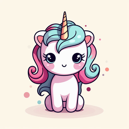 Cute cartoon unicorn. Vector illustration. Isolated on white background.の素材