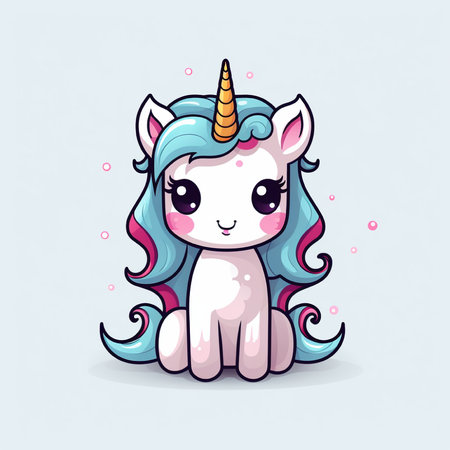 Cute cartoon unicorn. Vector illustration of a cute little unicorn.の素材