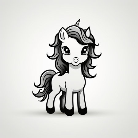 Cute little unicorn isolated on white background. Vector illustration for your designの素材