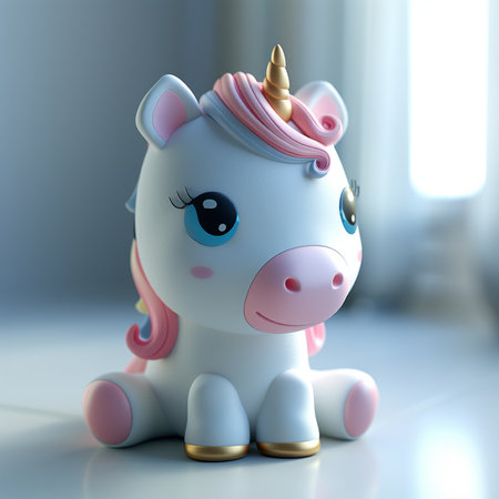 Cute unicorn 3d rendering image. Perfect as background or wallpaper.の素材