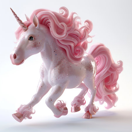 Unicorn isolated on white background. 3d render. Fantasy illustrationの素材