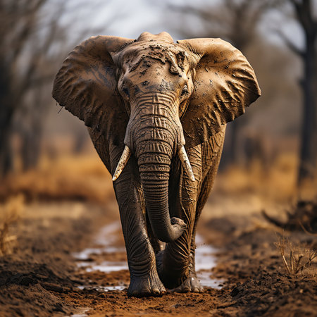 Elephant at a waterhole in Etosha National Park, Namibiaの素材