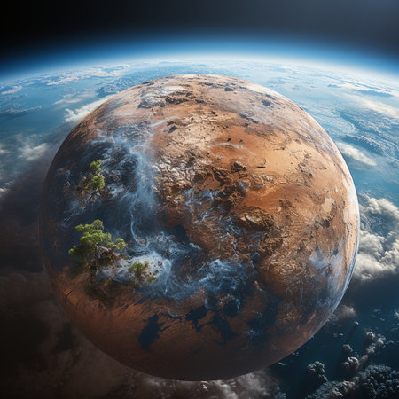 Earth planet with trees and blue sky. Elements of this image furnished by NASAの素材