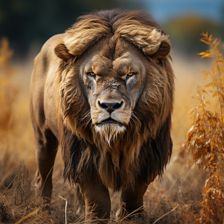 Portrait of a big male lion in the wild. Wildlife scene from Africa.の素材