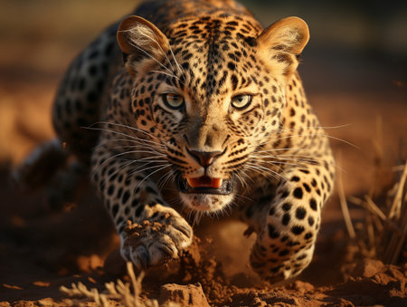 Leopard in the wilderness of Africa. Kenya. Tanzania. Serengeti. An excellent illustration.の素材