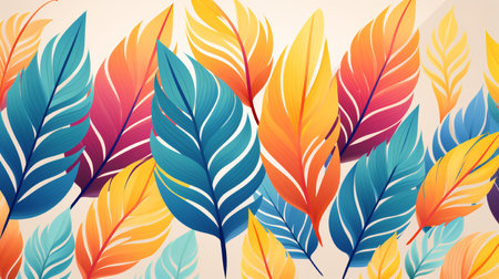Seamless pattern with colorful feathers. Vector illustration for your designの素材