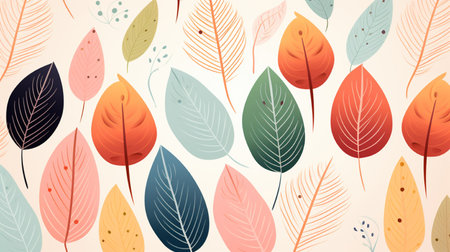 Seamless pattern with autumn leaves. Vector illustration in flat styleの素材