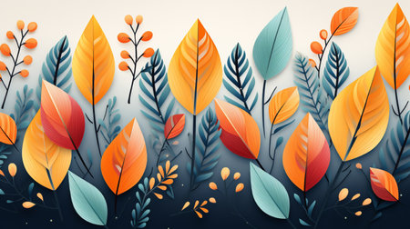 Autumn background with leaves. Paper cut style. Vector illustration.の素材