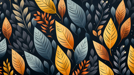 Seamless pattern with leaves. Vector illustration in cartoon style.の素材