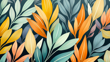 Seamless pattern with colorful tropical leaves. Vector illustration. Floral background.の素材