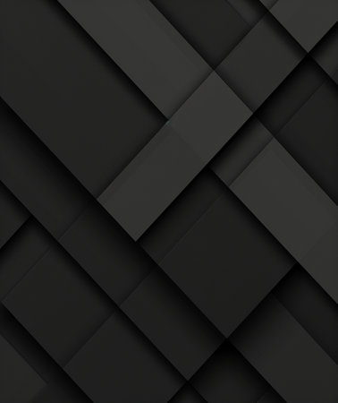A minimalist dark gray abstract geometric pattern with layered squares and subtle shadows, creating a modern textured background.の素材