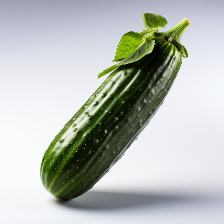Cucumber with leaf on white background. Clipping path included.の素材