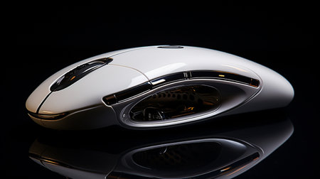 Wireless computer mouse on a black background. 3d illustration.の素材