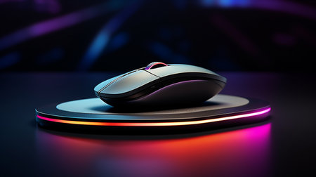 Computer mouse on a black background. 3d rendering toned imageの素材