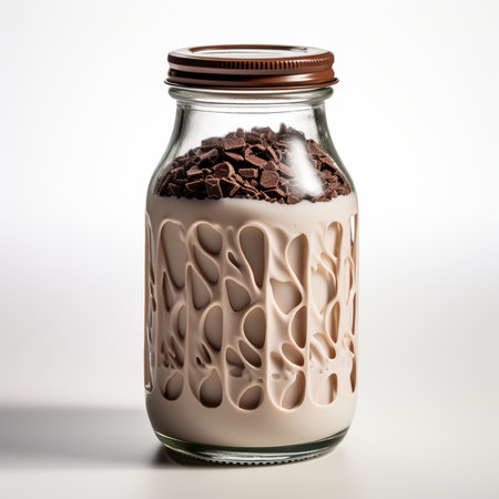 Chocolate milk in a glass jar on a white background. 3d renderingの素材