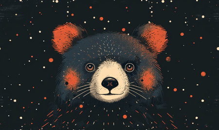 Portrait of cute red panda bear. Hand drawn illustration.の素材