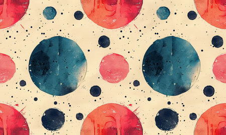Abstract watercolor seamless pattern with circles and dots. Hand painted background.の素材