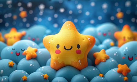 Cute fox and cat in the meadow. Vector illustration.の素材