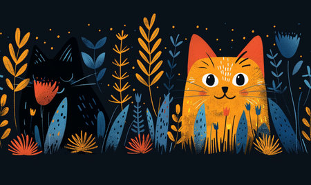 Watercolor illustration of two birds sitting on a branch with flowers.の素材