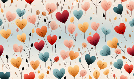 Seamless pattern with cute hand drawn hearts. Vector illustration.の素材