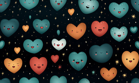 Seamless pattern with cute hearts and stars. Vector illustration.の素材