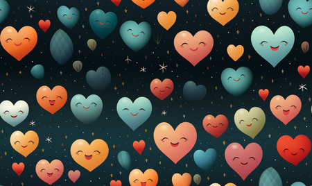 Seamless background with cute hearts and stars. Vector illustration.の素材