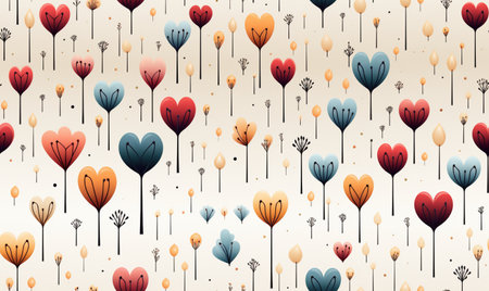 Seamless floral pattern with hand drawn flowers. Vector illustration.の素材