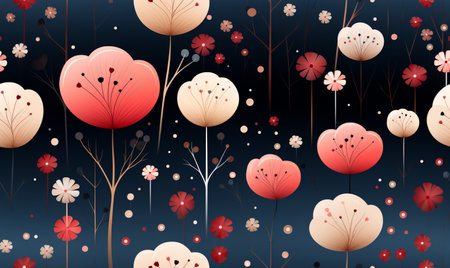 Seamless floral pattern with flowers and leaves. Vector illustration.の素材