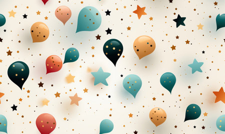Seamless pattern with colorful balloons, stars and confetti.の素材