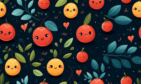 Seamless pattern with cute cats and flowers. Vector illustration.の素材