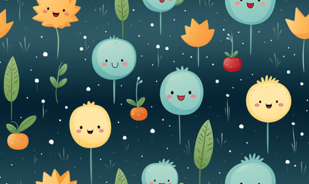 Seamless floral pattern with hand drawn flowers and leaves. Vector illustration.の素材